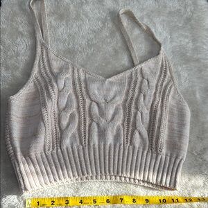 Wild Fable Gray Ribbed Crop Tank Top